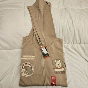 🆕 SIZE XL DISNEY HOODIE Winnie the Pooh full zip w/ patches